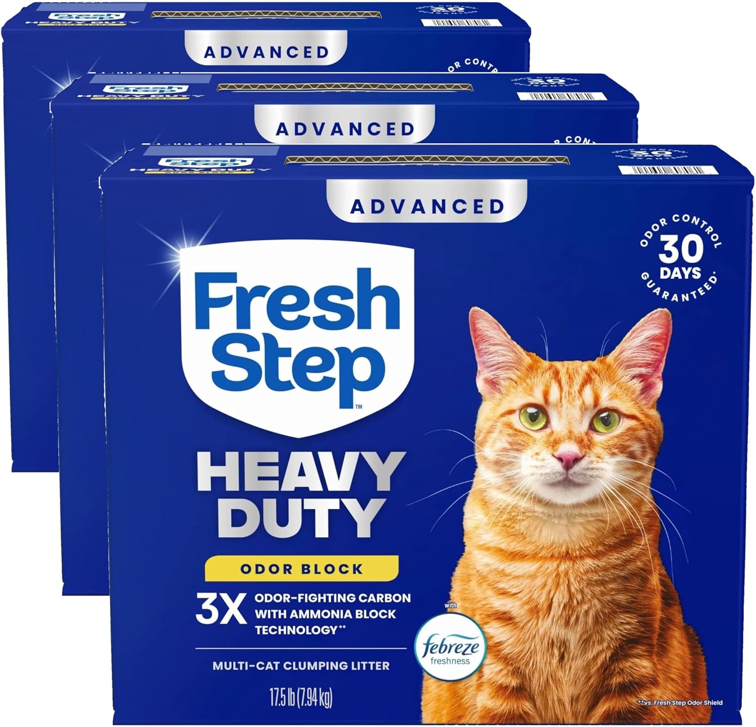Fresh Step Heavy Duty Odor Block Advanced Multi Cat Clumping Litter with Febreze, 17.5 lb (Package May Vary)