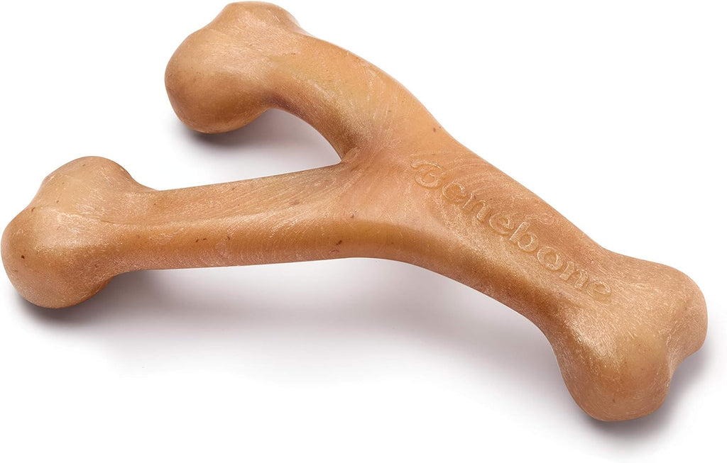 Benebone Wishbone Durable Dog Chew Toy for Aggressive Chewers, Real Bacon, Made in USA, Medium